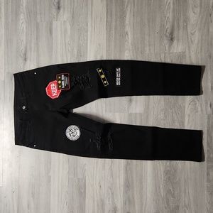 Brand New! Men's Patchwork Jeans skinny size 32 black